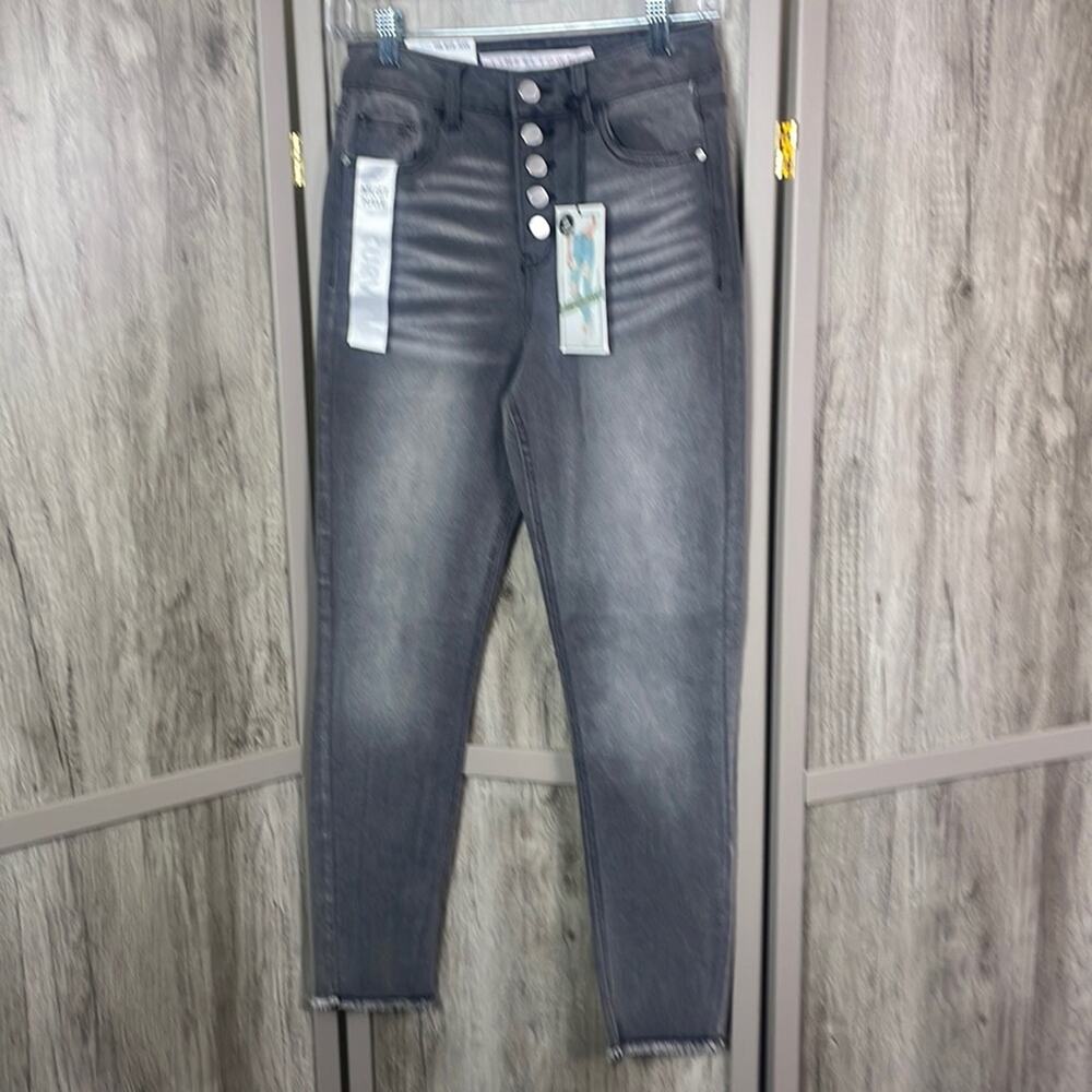 New! Tinseltown button up gray mom jeans junior's 3